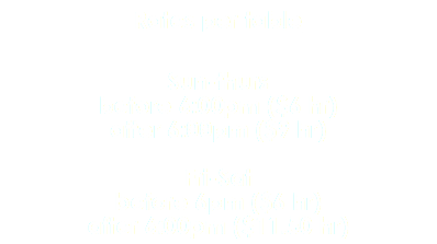 Rates per table Sun-thurs before 6:00pm ($6 hr) after 6:00pm ($9 hr) Fri-Sat before 6pm ($6 hr) after 6:00pm ($11.50 hr)